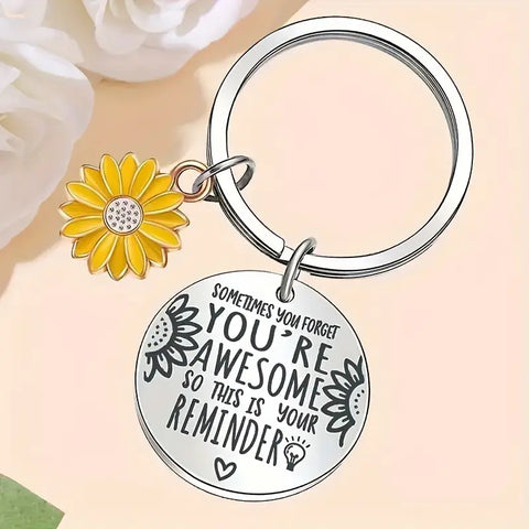 You're Awesome Sunflower Keychain