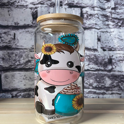 Baby cow with coffee 16oz glass can