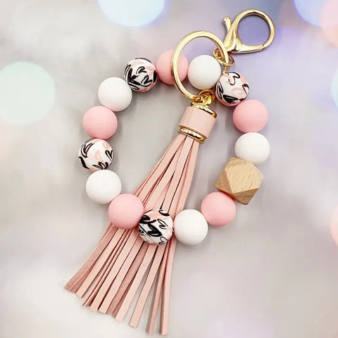 Cute Lotus Root Silicone Beaded Bracelet Wristlet Keychain