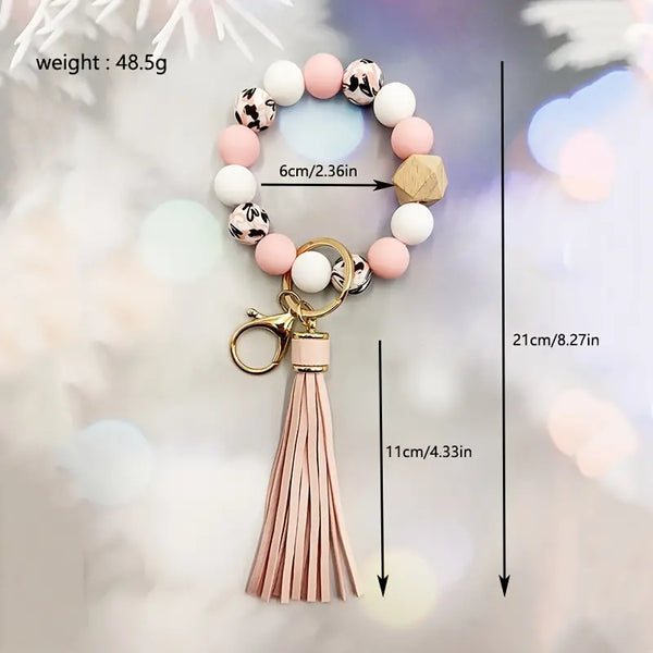 Cute Lotus Root Silicone Beaded Bracelet Wristlet Keychain
