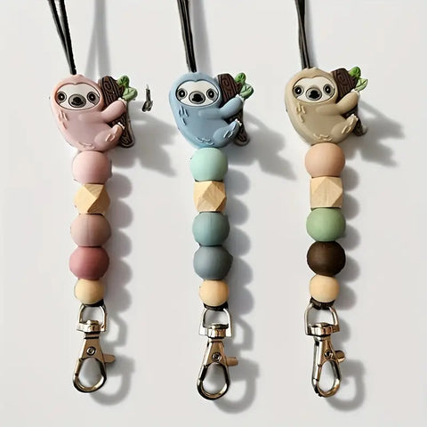 Silicone Sloth Lanyard/Keychain