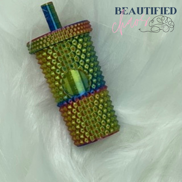 studded tumbler keychain with screw top lid