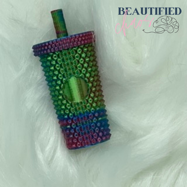 studded tumbler keychain with screw top lid