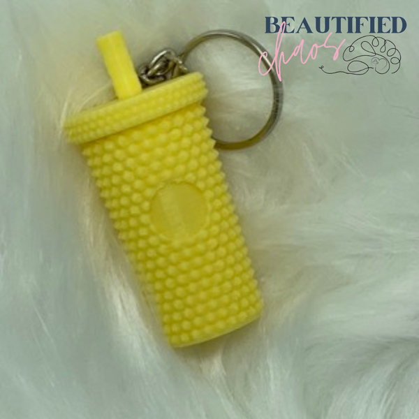studded tumbler keychain with screw top lid