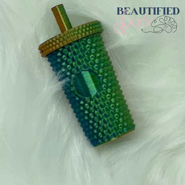 studded tumbler keychain with screw top lid