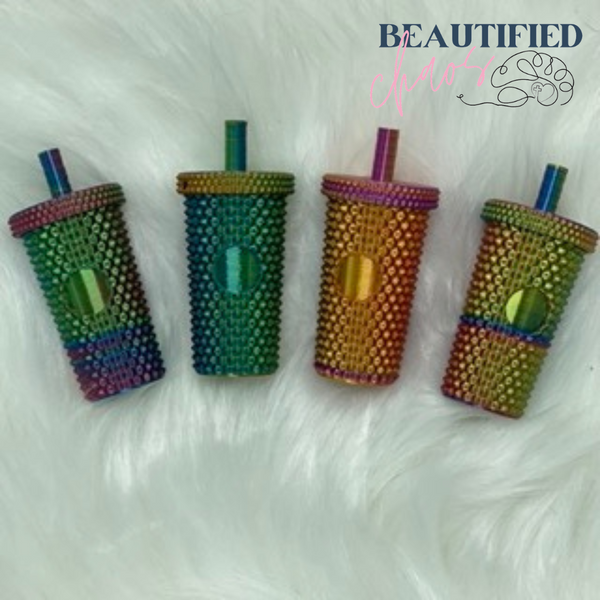 studded tumbler keychain with screw top lid