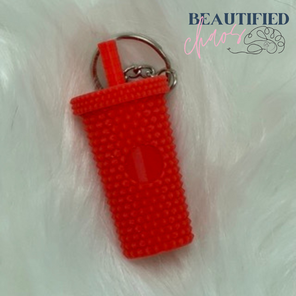 studded tumbler keychain with screw top lid