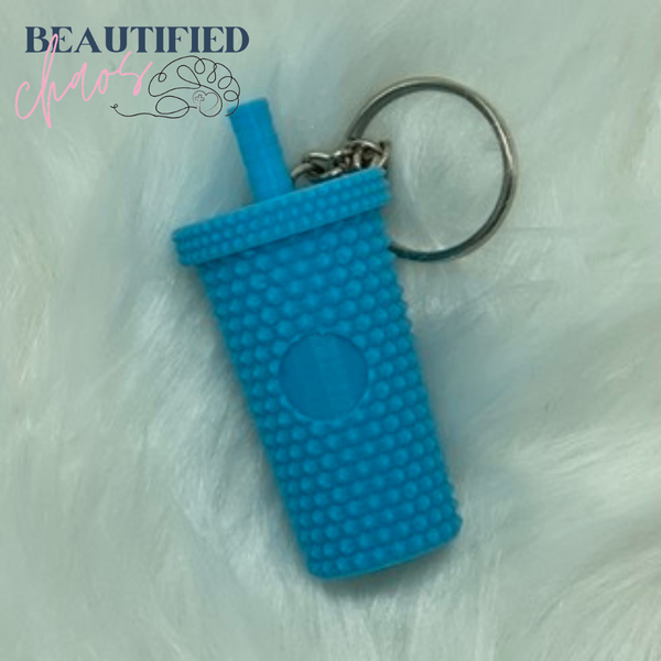 studded tumbler keychain with screw top lid