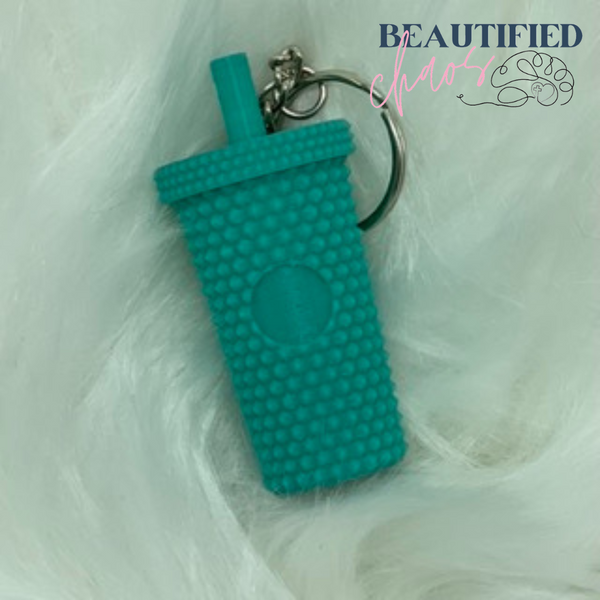studded tumbler keychain with screw top lid