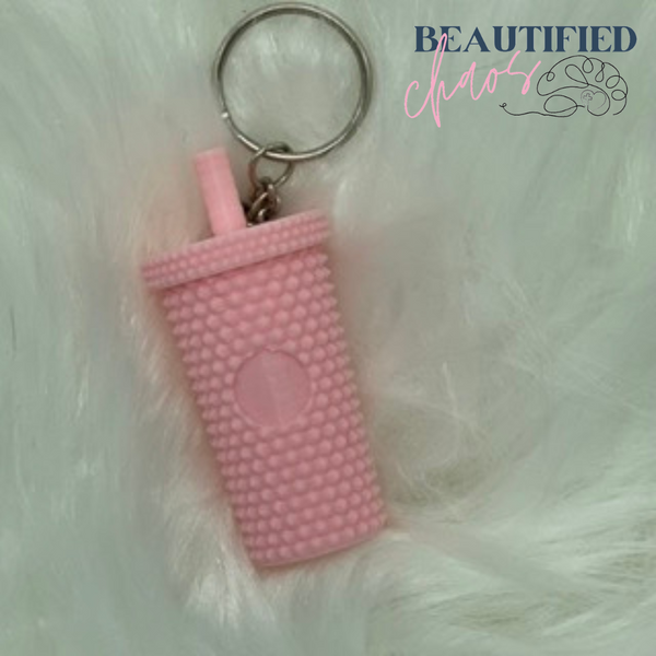 studded tumbler keychain with screw top lid