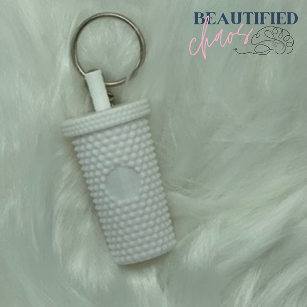 studded tumbler keychain with screw top lid
