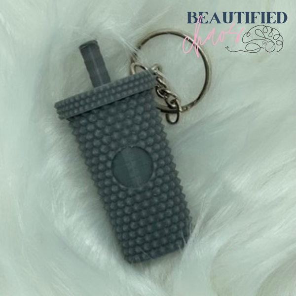studded tumbler keychain with screw top lid