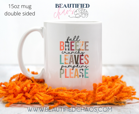 Fall Breeze Crunchy Leaves 15oz Mug