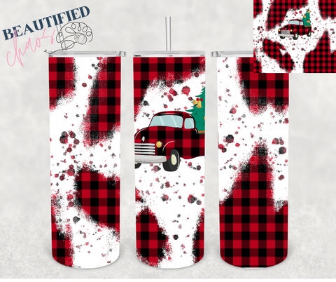 20oz Buffalo Plaid Red Truck