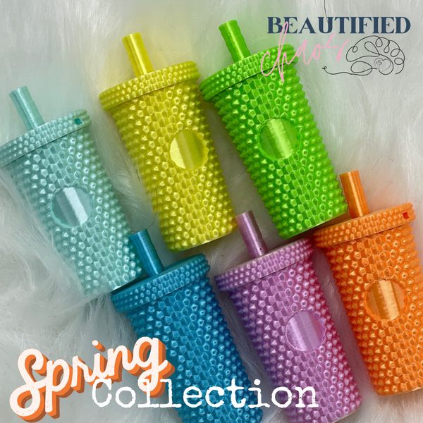 studded tumbler keychain with screw top lid