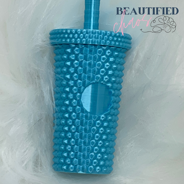 studded tumbler keychain with screw top lid