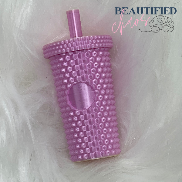 studded tumbler keychain with screw top lid