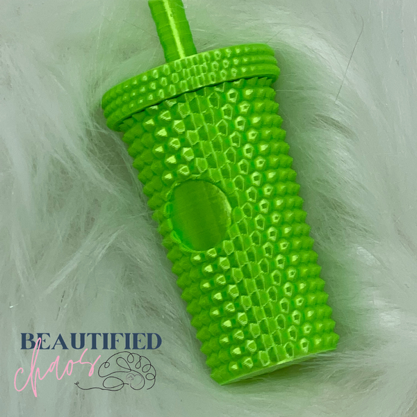 studded tumbler keychain with screw top lid