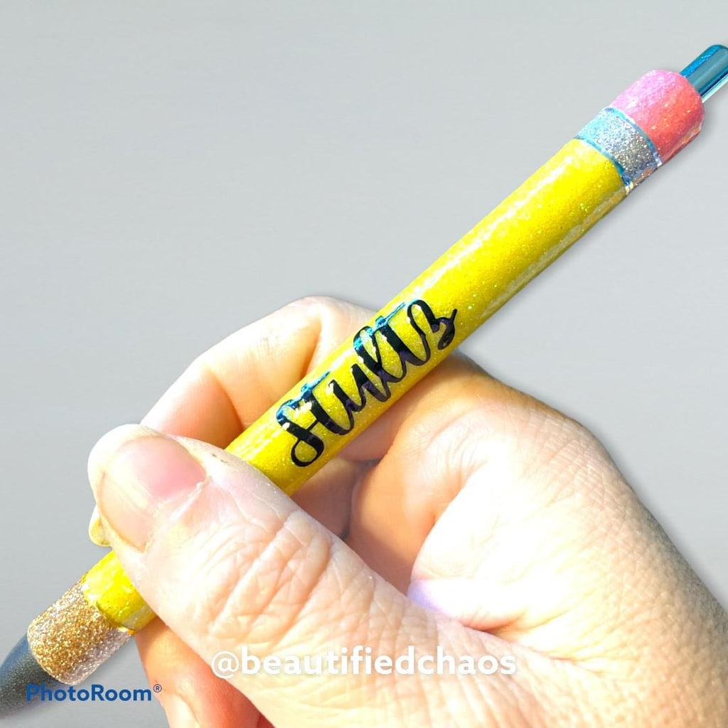 Crayon Pen | Teacher Pen | Custom Pens | Custom Epoxy Glitter Pens