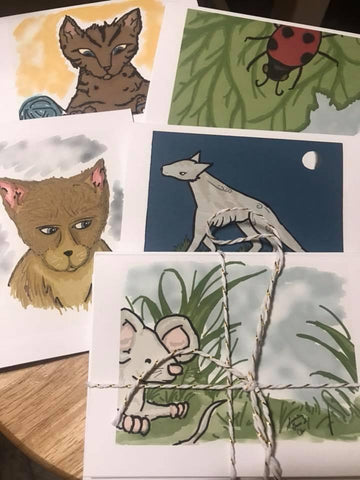Set of 10 Animal Notecards